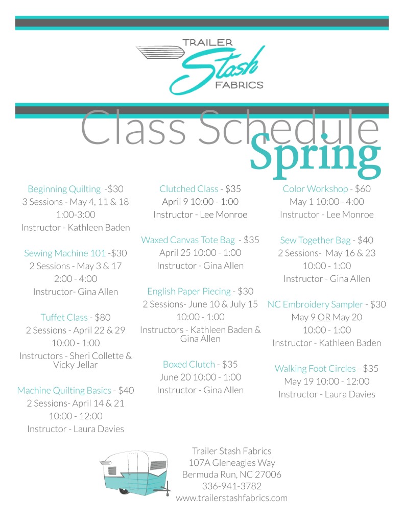 Spring Class Schedule - Cover